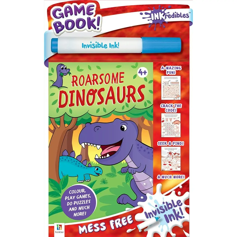 4x Inkredibles: Invisible Ink Roarsome Dinosaurs Activity Kit Kids Art Book 4y+