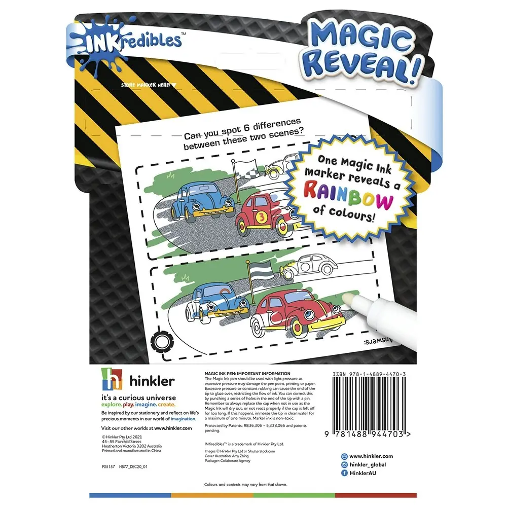 4x Inkredibles: Super Racers Magic Ink Colouring Activity Kit Kids Art Book 3y+