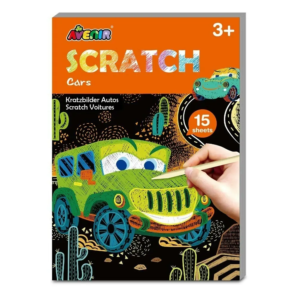 4x Avenir Mini Scratch Book Cars Learning Art/Craft Kids/Toddler Activity 3y+