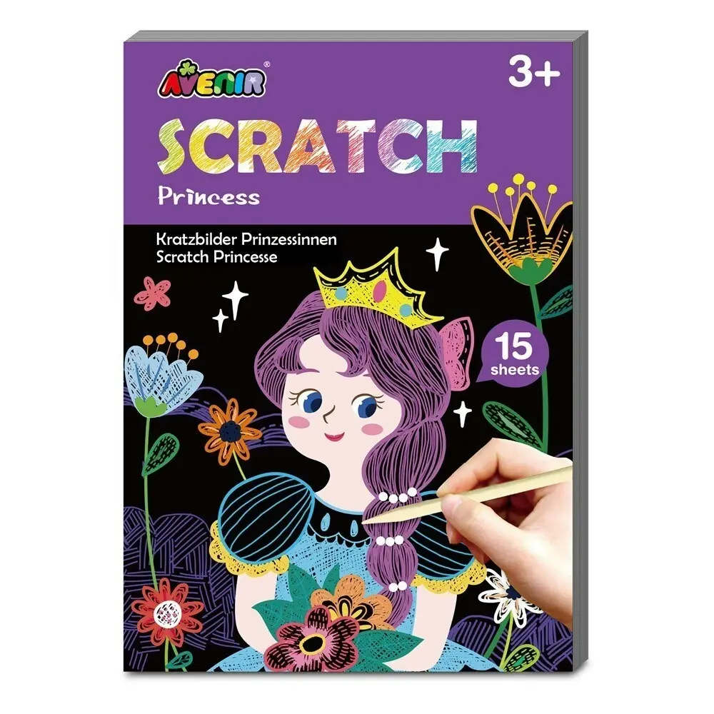 4x Avenir Mini Scratch Book Princess Kids Educational Art/Craft Activity Kit 3y+