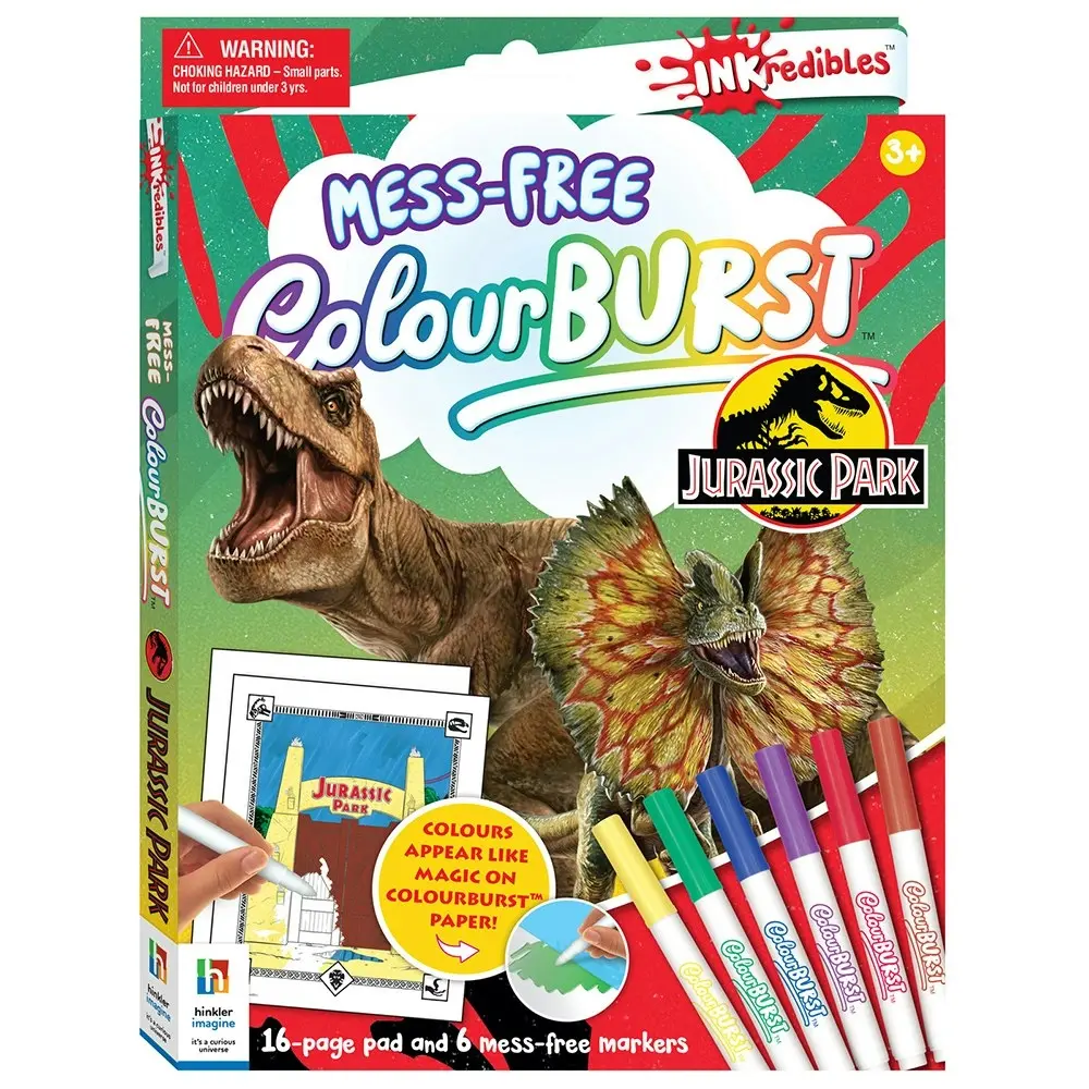 2x Inkredibles Colour Burst Jurassic Park Colouring Activity Kit Mess-Free 8y+