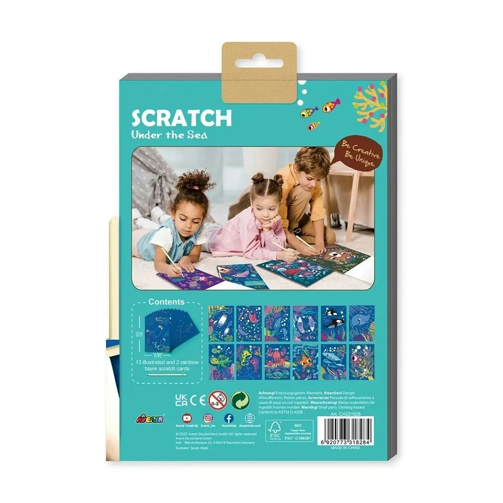 2x Avenir A5 Scratch Book Under the Sea Educational Art/Craft Activity Kit 5y+