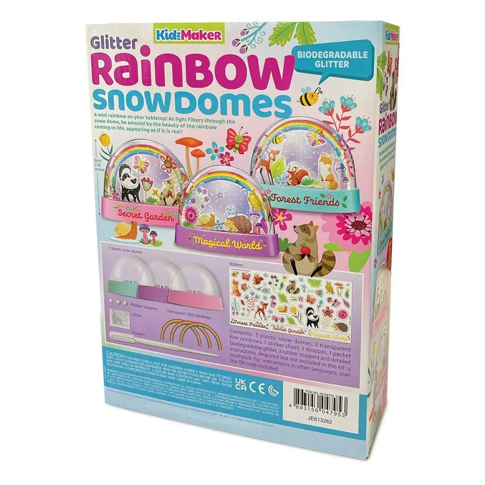 4M KidzMaker Mini Glitter Rainbow Water Domes Kids/Childrens Art/Craft Kit 5y+