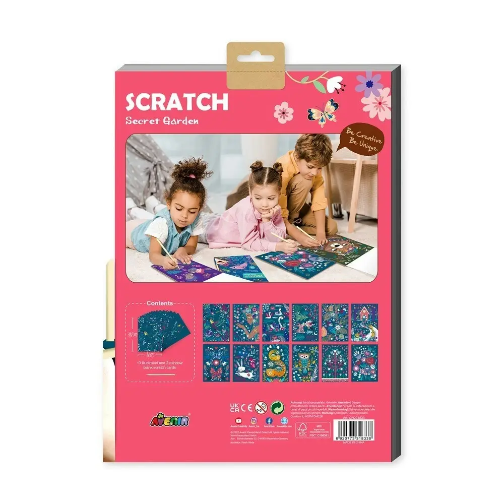 Avenir A4 Scratch Book Secret Garden Educational Art/Craft Activity Kit 7y+