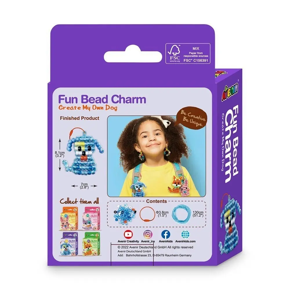 2x Avenir Fun Bead Charm Dog Educational Arts Kids/Children Activity Kit 6y+