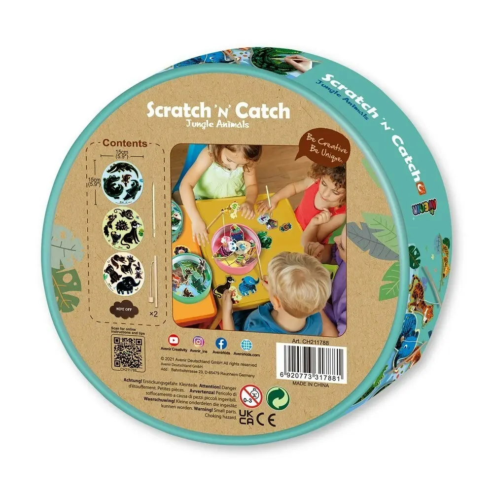 Avenir Scratch'n'Catch Jungle Animals DIY Kids/Children Fun Activity Art 3y+