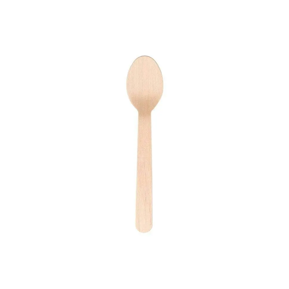 5x 18pc Eco Basics 16.5cm Biodegradable Birchwood Spoon Disposable Cutlery Brown