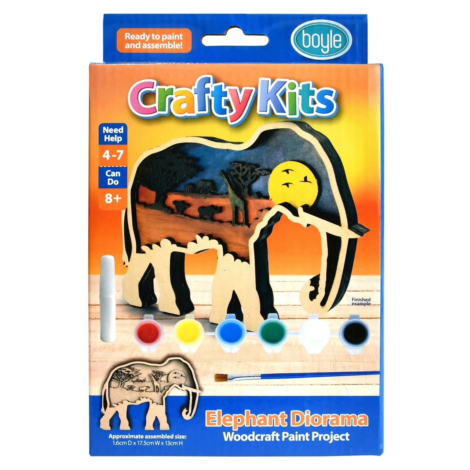 2x Boyle Crafty Kits Woodcraft Diorama Kids/Childrens Art/Craft Kit Elephant 8y+