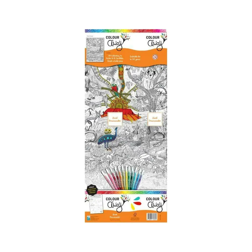 ColourAway In Poster Kit Kids/Children Fun Colouring Art Land Downunder 8y+