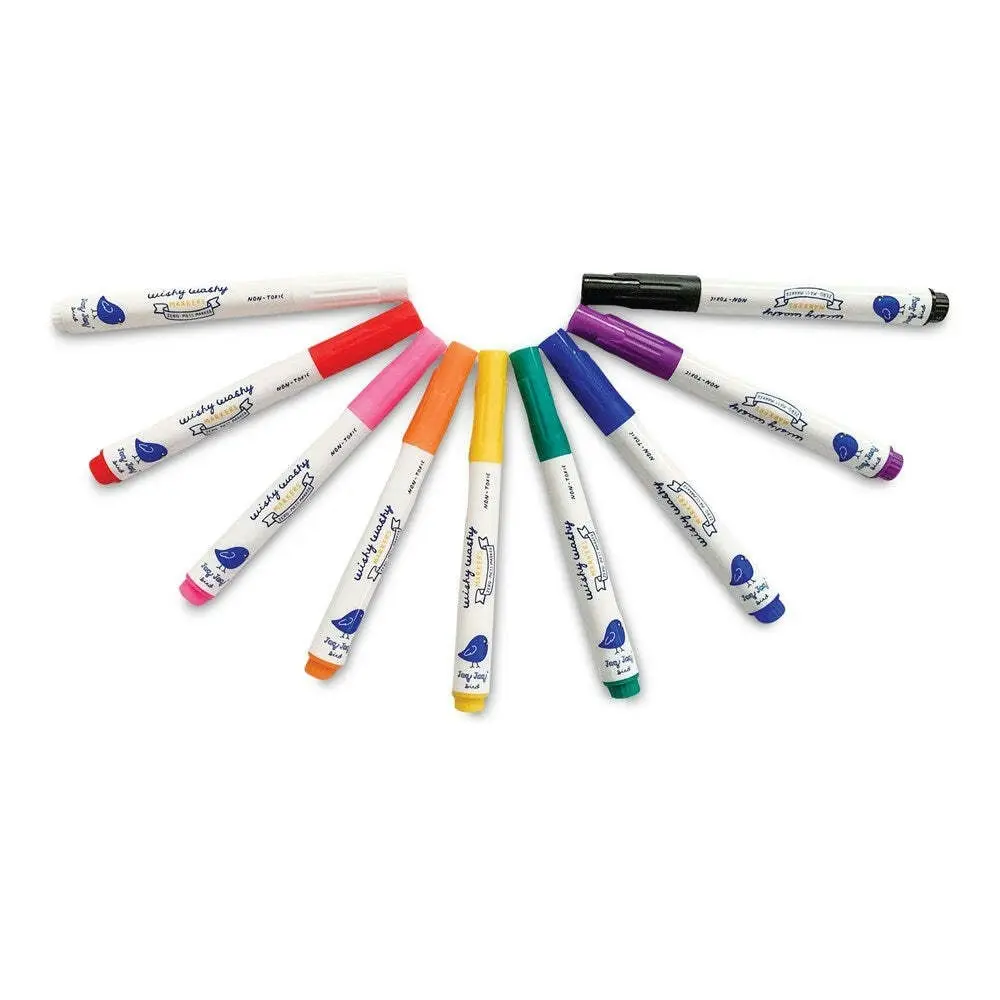 9PK Jaq Jaq Bird Wishy Washy Odorless Erasable Markers Kids/Children Art 3y+