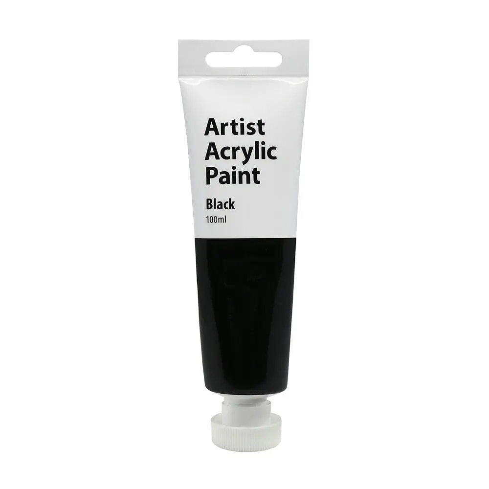 6x Artist Acrylic Paint 100ml Wood/Canvas Art Tube Painting Activity Black 3y+