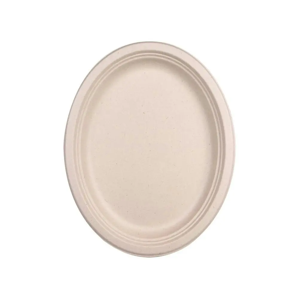 10pc Eco Basic 32cm Biodegradable Sugarcane Food Dining Round Plate Picnic/Party