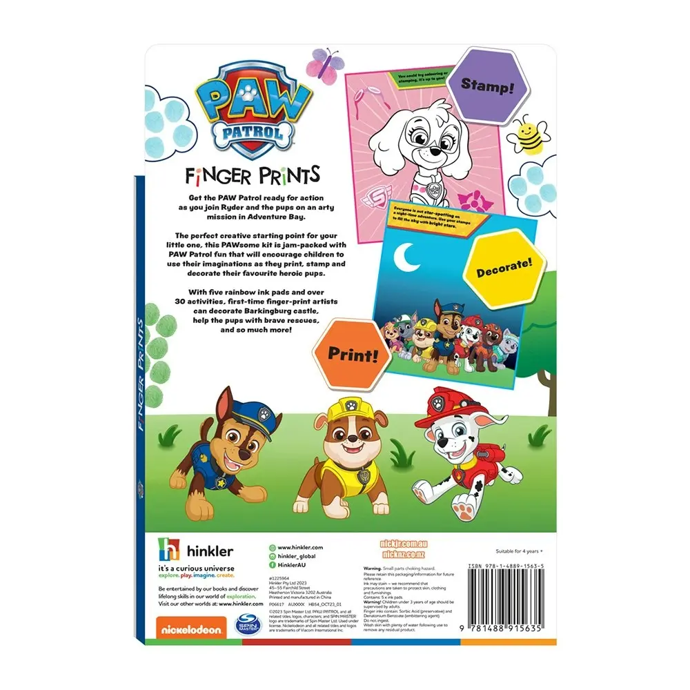 2x Kaleidoscope Paw Patrol Finger Prints Activity Fun Art/Craft Book Kids 3-6y