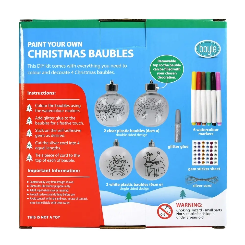 2x Boyle Paint Your Own Christmas Baubles Childrens Art/Craft Activity Kit 4y+