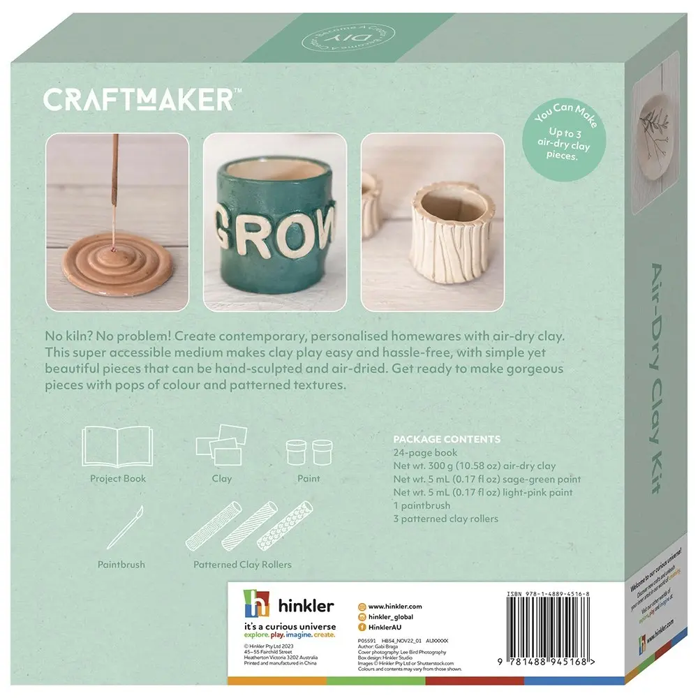 Craft Maker Air-Dry Clay Classic Art/Craft Activity Kit Pottery Project