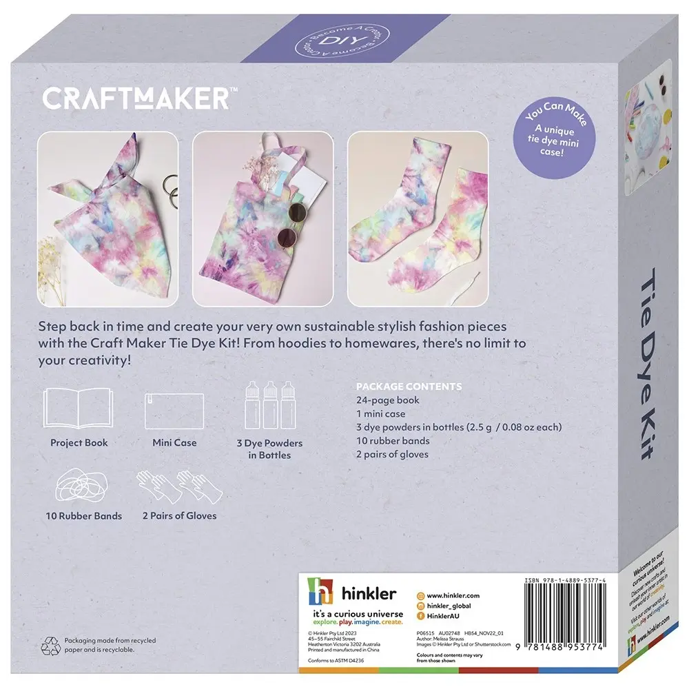 Craft Maker Tie Dye Kit Classic Art/Craft Activity Set DIY Hobby Project