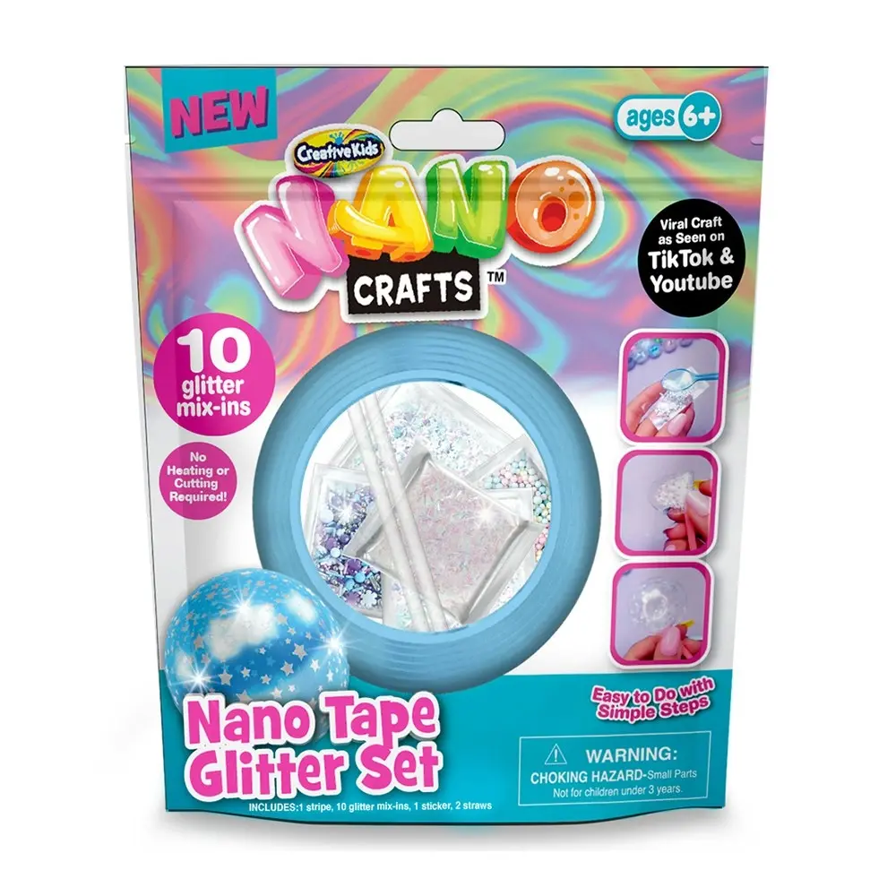 2x Nano Crafts Glitter Tape Set Art Craft Kids/Children Creative Play Toy 6+ BLU