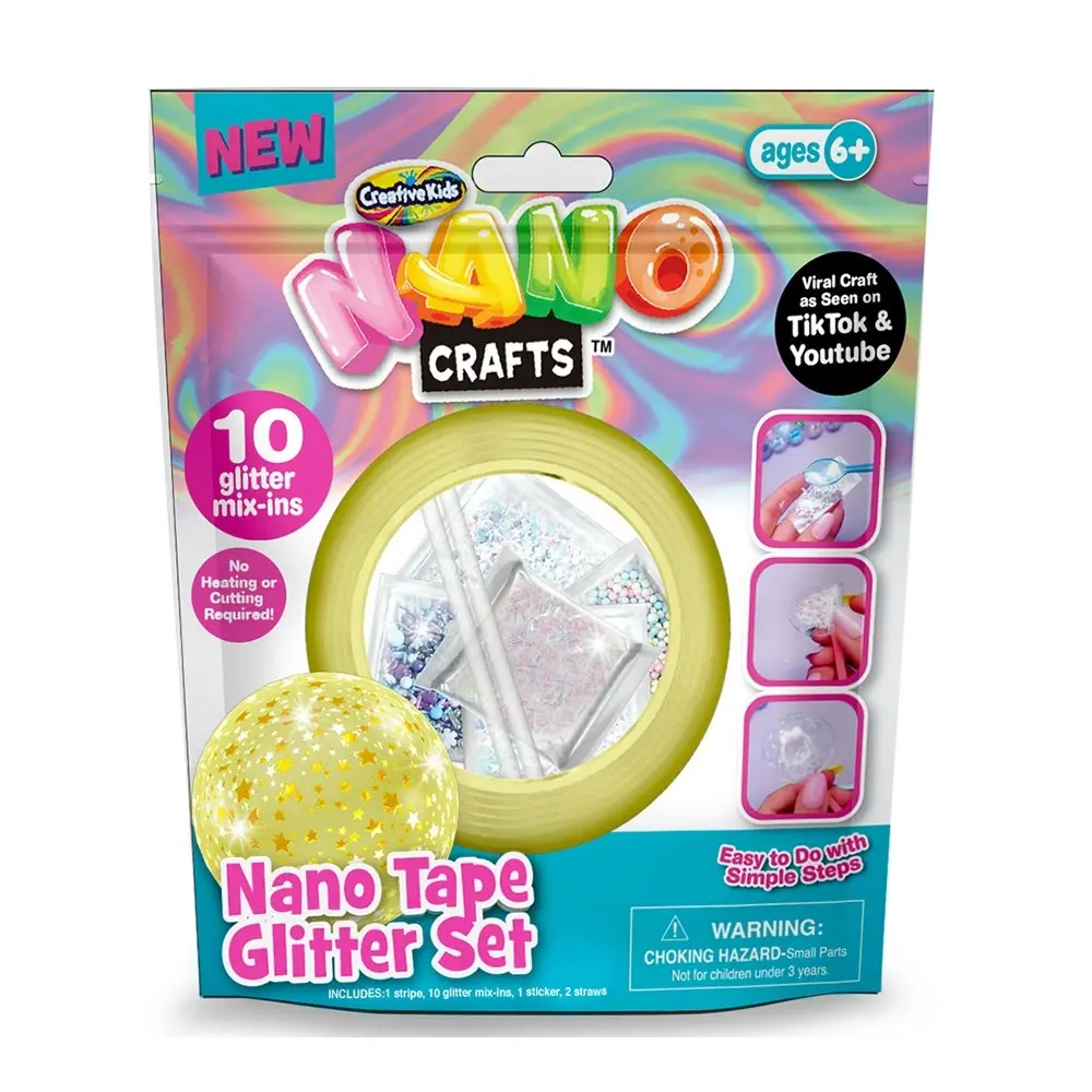 2x Nano Crafts Glitter Tape Set Art Craft Kids/Children Creative Toy 6+ PRPL