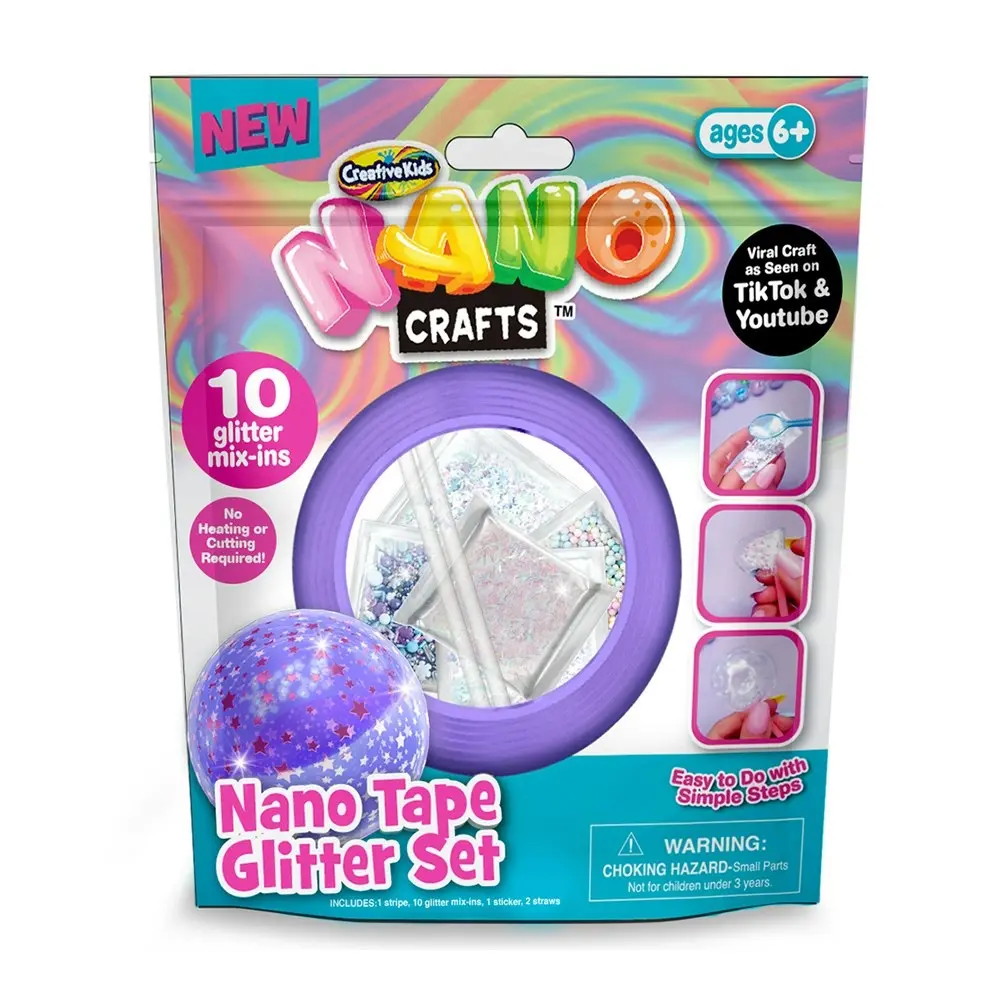 2x Nano Crafts Glitter Tape Set Art Craft Kids/Children Creative Play Toy 6+ GRN