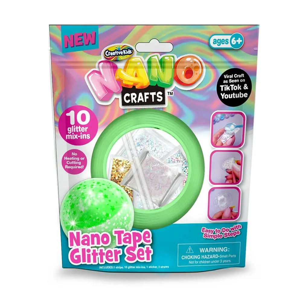 2x Nano Crafts Glitter Tape Set Art Craft Kids/Children Creative Play Toy 6+ PNK