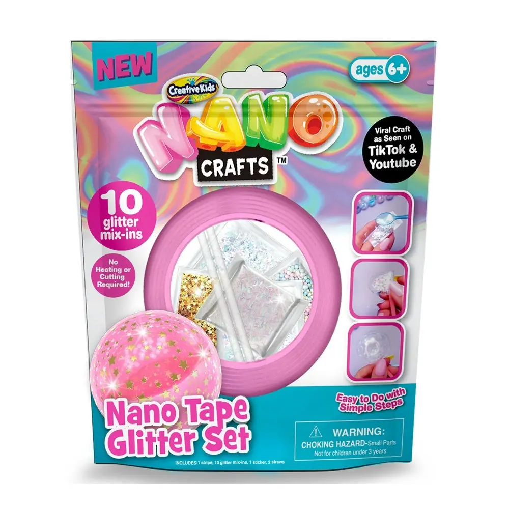 2x Nano Crafts Glitter Tape Set Art Craft Kids/Children Creative Toy 6y+ Yelllow