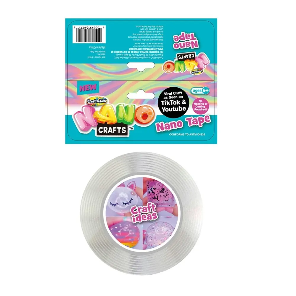 2x Nano Crafts Art Adhesive Tape Kids/Children Imaginative Fun Play Toy 5+ Clear