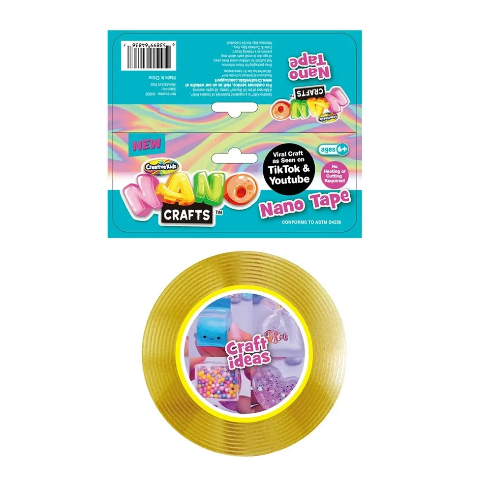 2x Nano Crafts Art Adhesive Tape Kids/Children Imaginative Fun Play Toy 5y+ YLLW