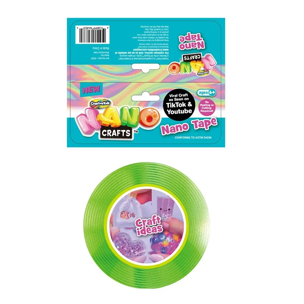 2x Nano Crafts Art Adhesive Tape Kids/Children Imaginative Fun Play Toy 5+ Green