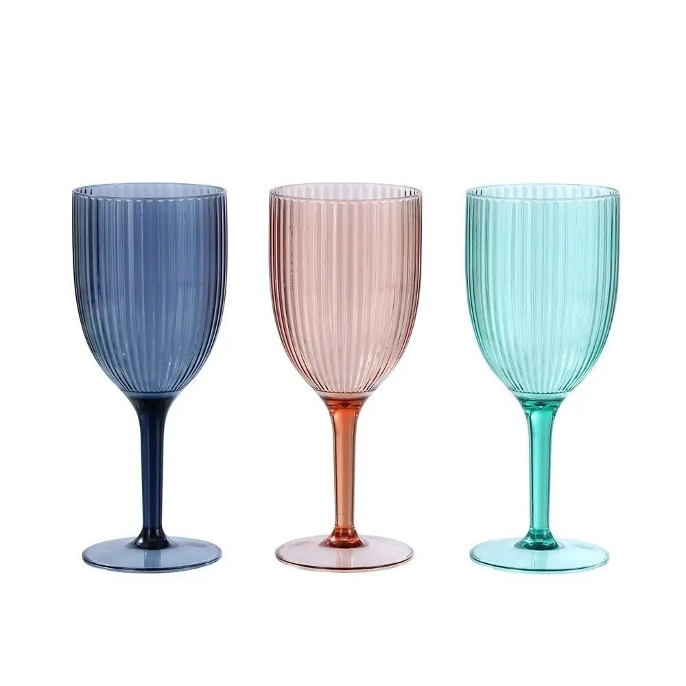 6x Lemon & Lime Palm Deco 400ml Wine Goblet Outdoor/Picnic Drinking Cup Assorted