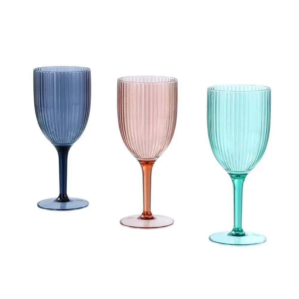 6x Lemon & Lime Palm Deco 400ml Wine Goblet Outdoor/Picnic Drinking Cup Assorted