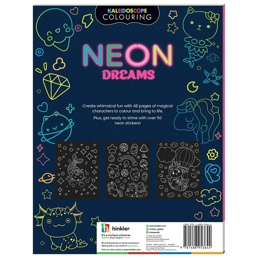 Kaleidoscope Sticker Colouring Neon Dreams Colouring Book Art/Craft 6y+