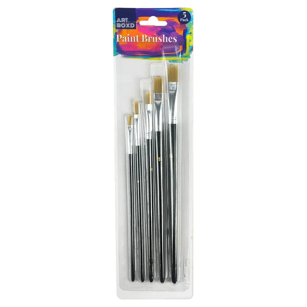 8x 5pc Art Boxd Paint Brush Set Art/Craft Painting Tool w/ Wooden Handle Black