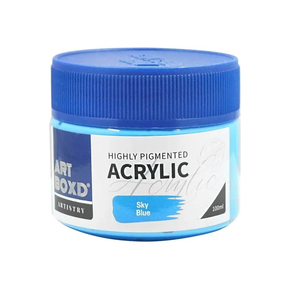 12x Art Boxd 100ml Premium Acrylic Artists Craft Paint High Pigmented Sky Blue