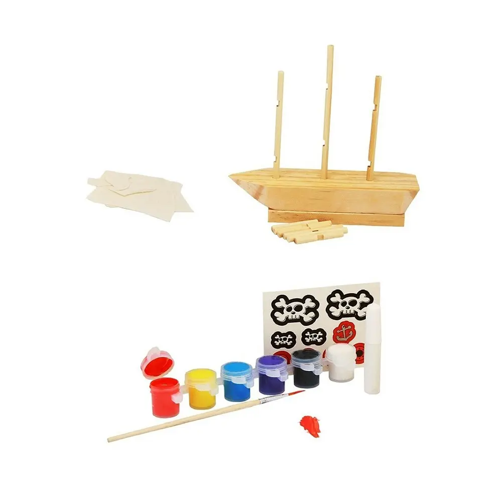 Craft for Kids Make & Paint Your Own Pirate Ship Children DIY Activity Kit 5y+