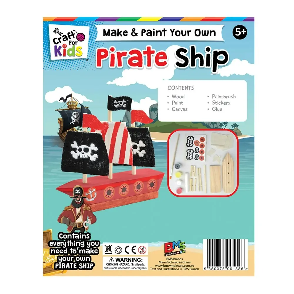 Craft for Kids Make & Paint Your Own Pirate Ship Children DIY Activity Kit 5y+