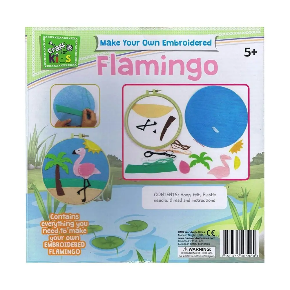 Craft for Kids Make Your Own Embroidered Flamingo DIY Children Activity Kit 5y+