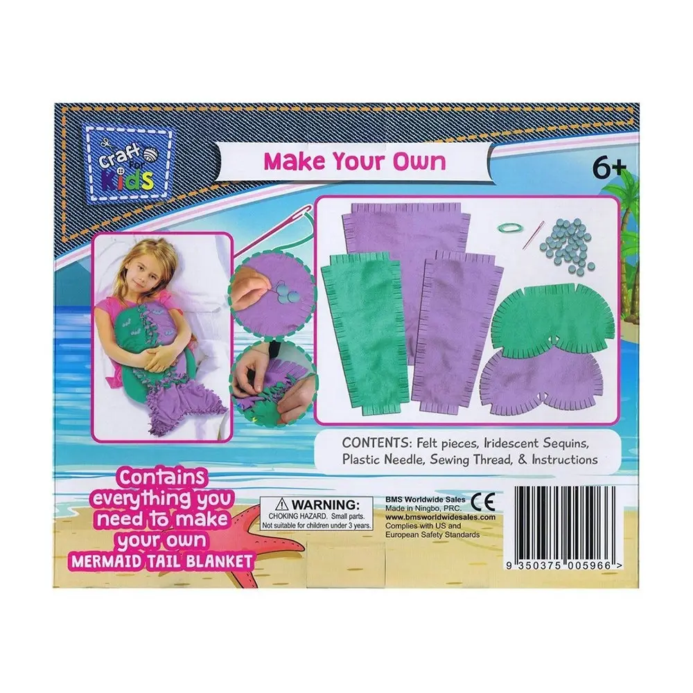 Craft for Kids Make Your Own Mermaid Tail Blanket DIY Children Activity Kit 6y+