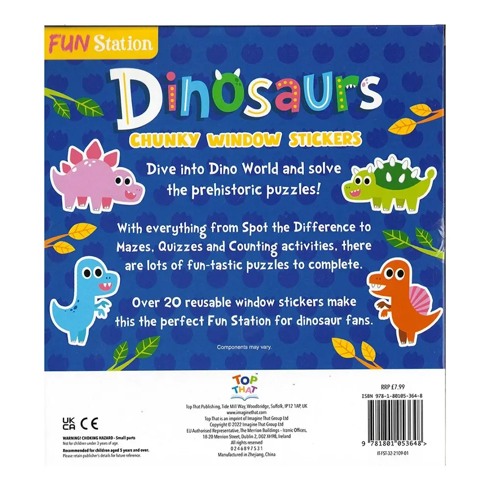 Fun Stations Dinosaurs Chunky Window Stickers Kids/Children Activity Book 5y+