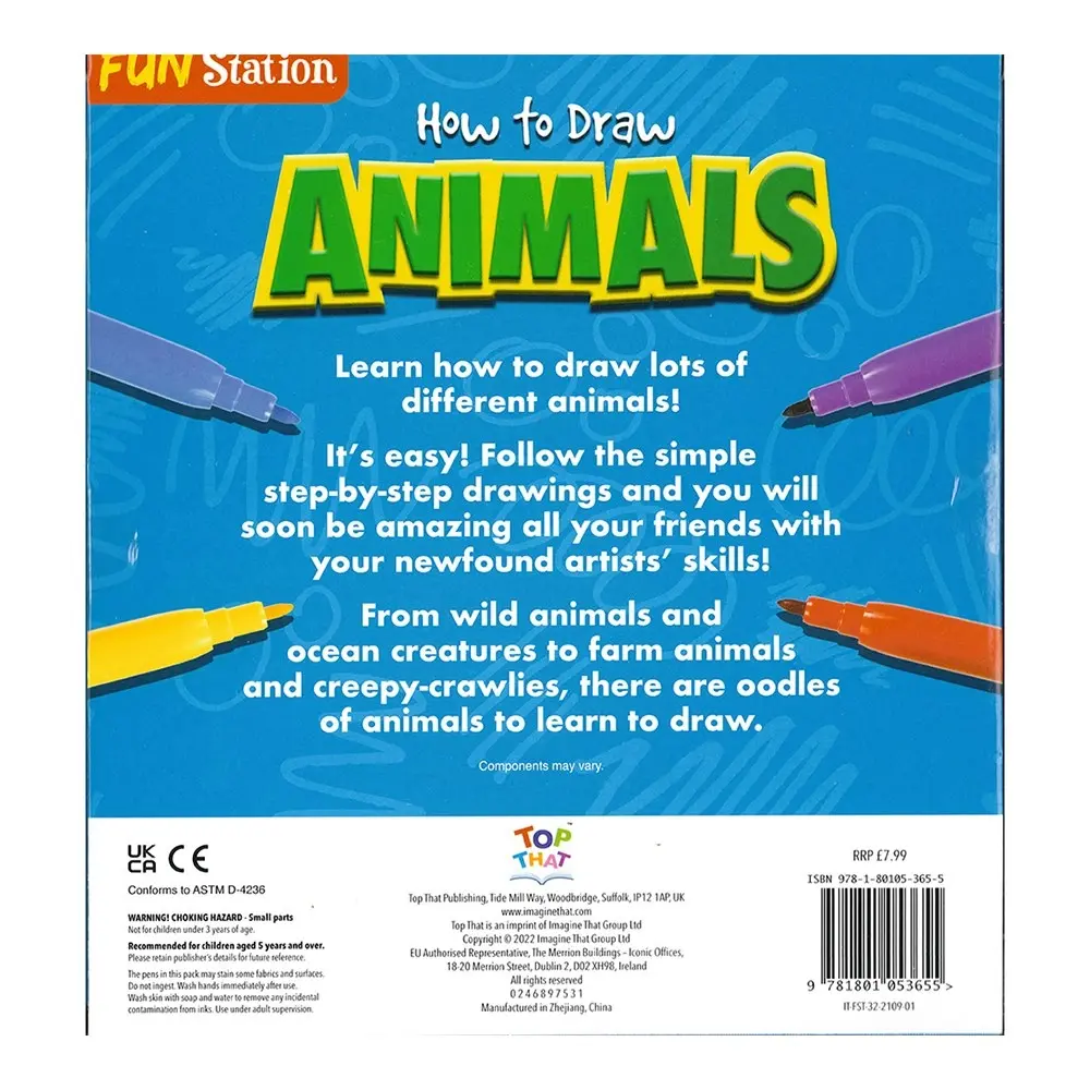 Fun Stations How to Draw Animals Kids/Children Art Craft Activity Drawing Kit 5+