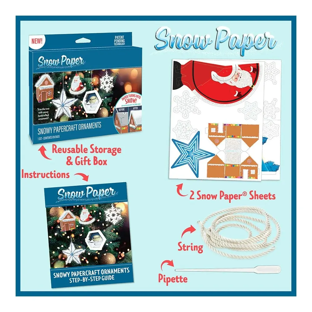 Be Amazing Toys Snowy Papercraft Ornaments Set Kids/Children Art Craft Kit 8y+