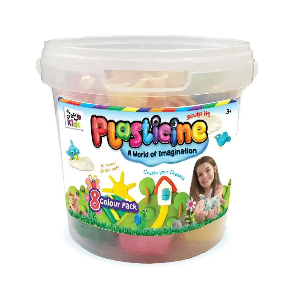 2x 8PK Craft for Kids Plasticine 8-Colour 600g Clay Rub/Bucket w/ Cutters 3y+