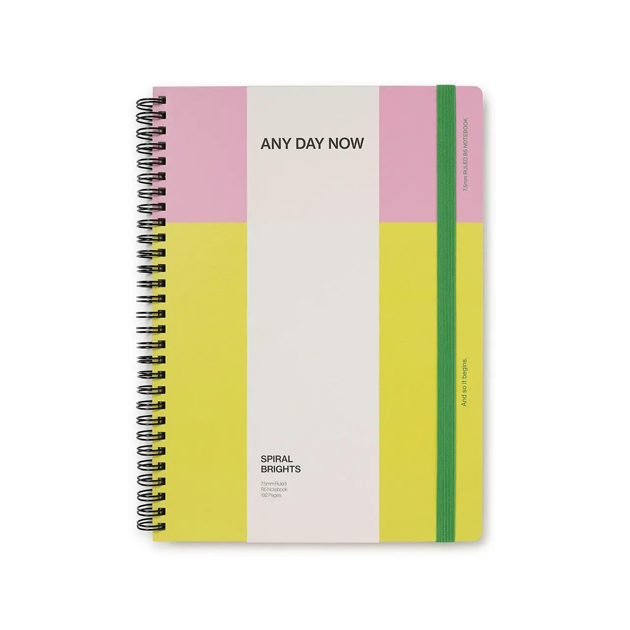 Any Day Now Dot Grid B5 Ruled Notebook 80gsm Paper Journal 192 Pages Pink/Yellow