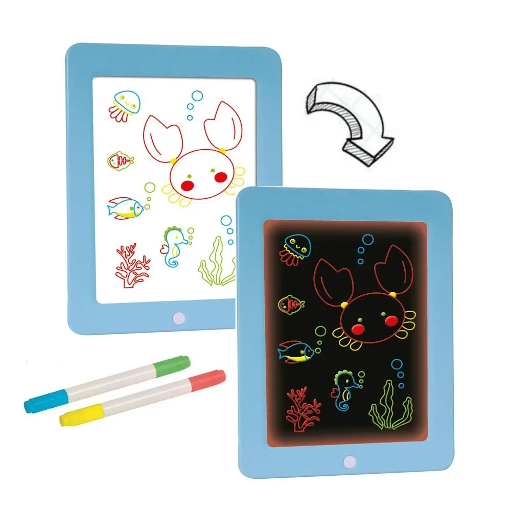 Wonderbox Workshop Neon Glow Kids/Childrens Art/Craft Drawing Board w/ Pens 3y+