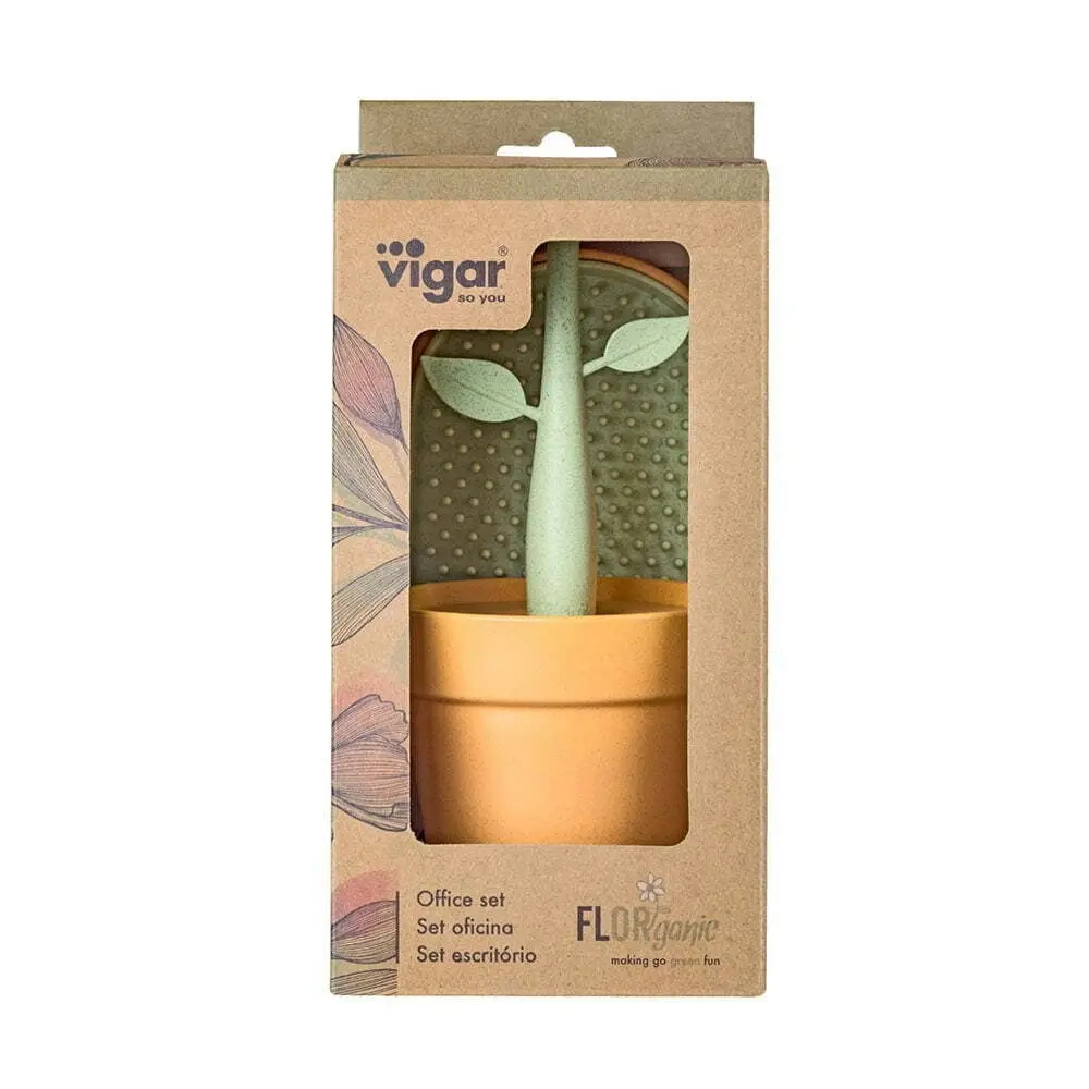 3pc Vigar Florganic Storage Pot/Daisy Pen/Tray Office/School Stationery Set