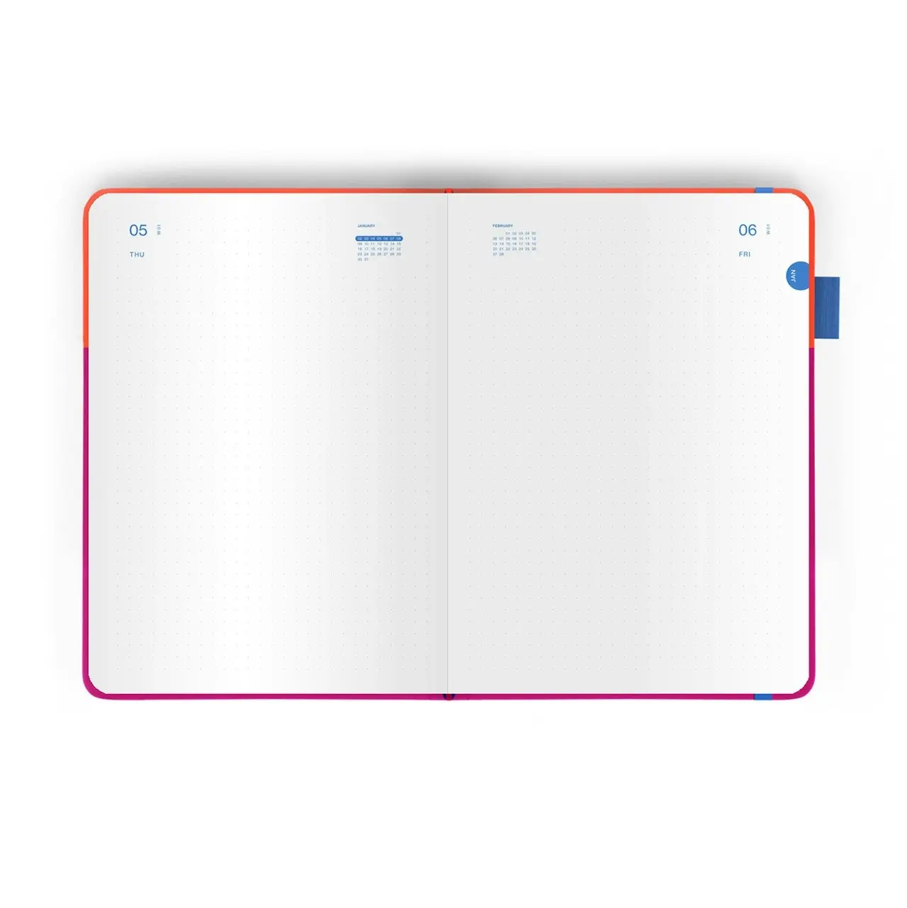 Any Day Now 2024 Daily Freestyler Dot Grid A5 Notebook Writing Journal Plum/Red