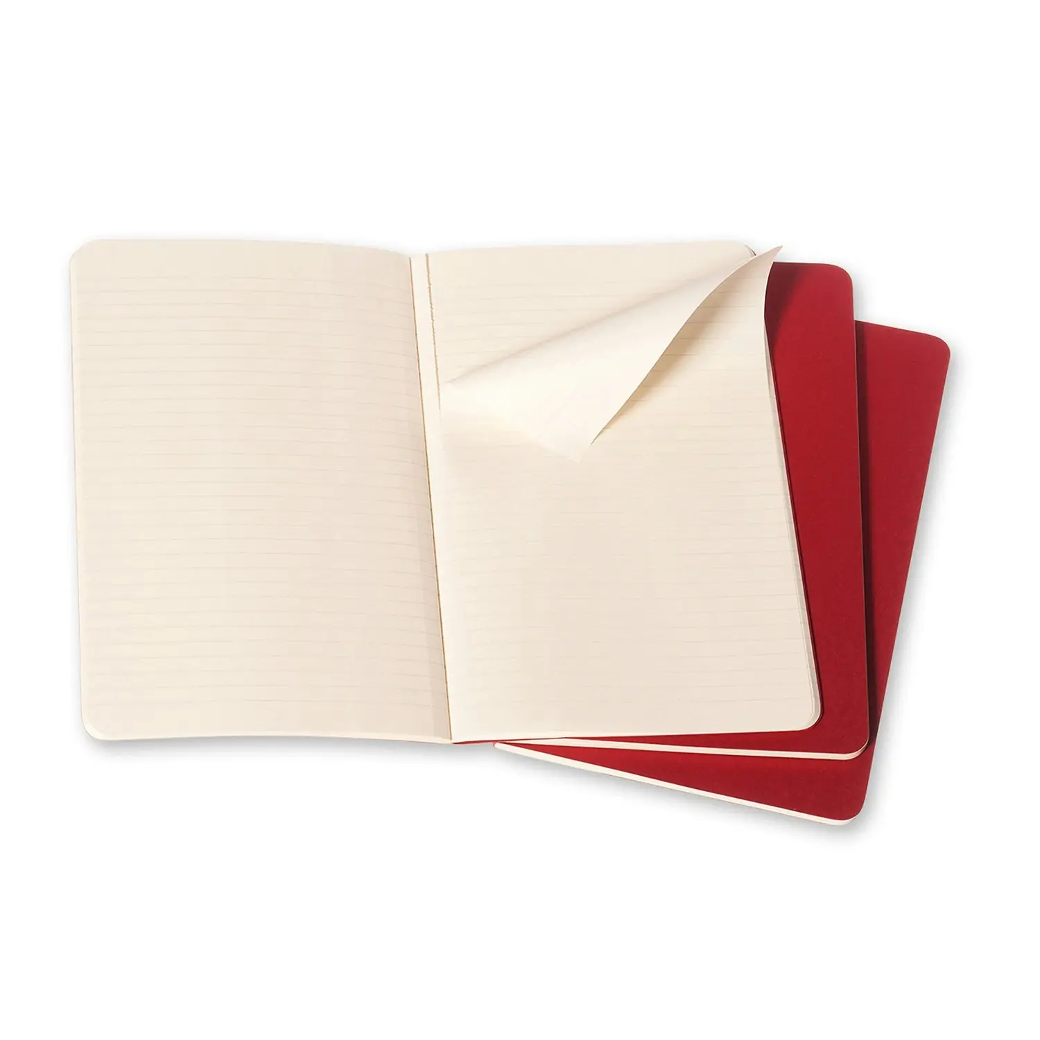 3pc Moleskine Ruled Cahier Notebook Architects/Designers Journal L Cranberry Red