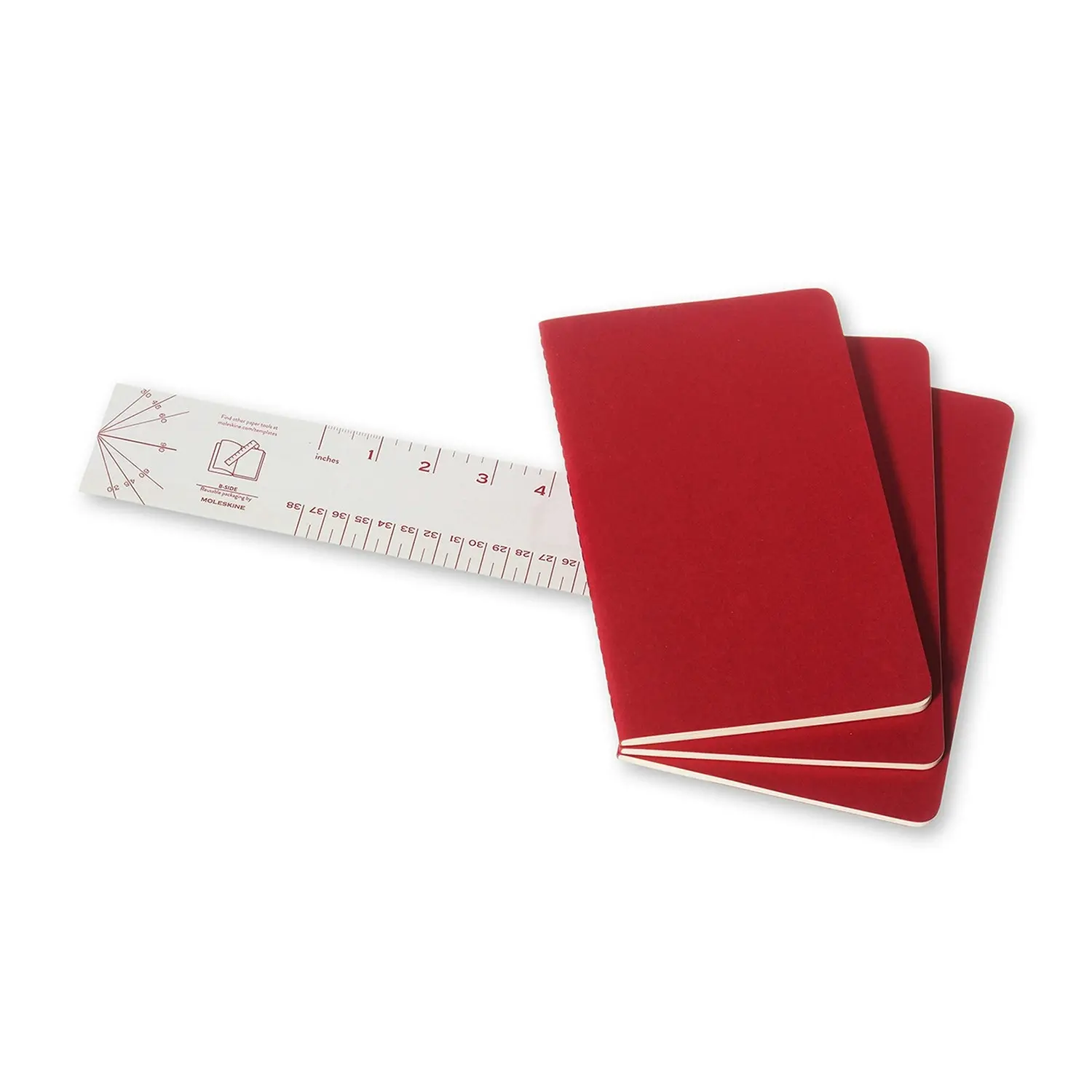 3pc Moleskine Ruled Cahier Notebook Architects/Designers Journal L Cranberry Red