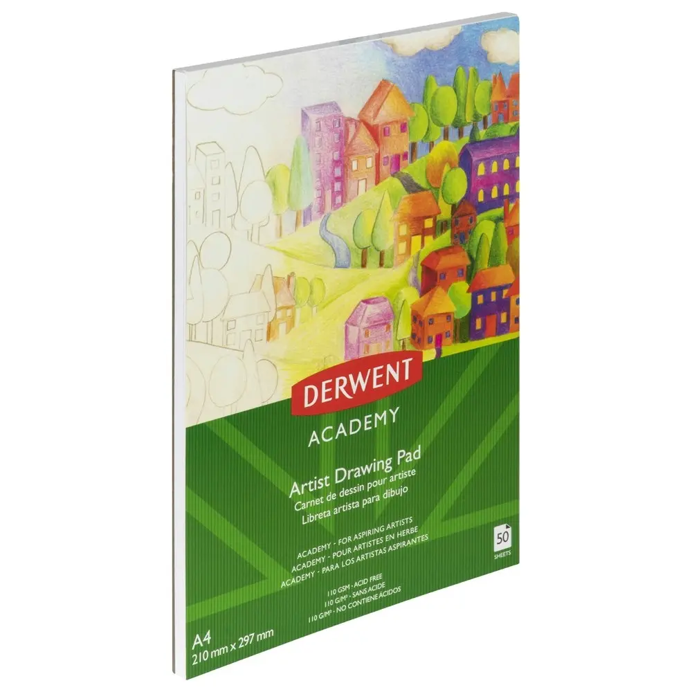 Derwent Academy Art/Craft Drawing/Sketch Paper Pad A4 Portrait 50 Sheet 110Gsm