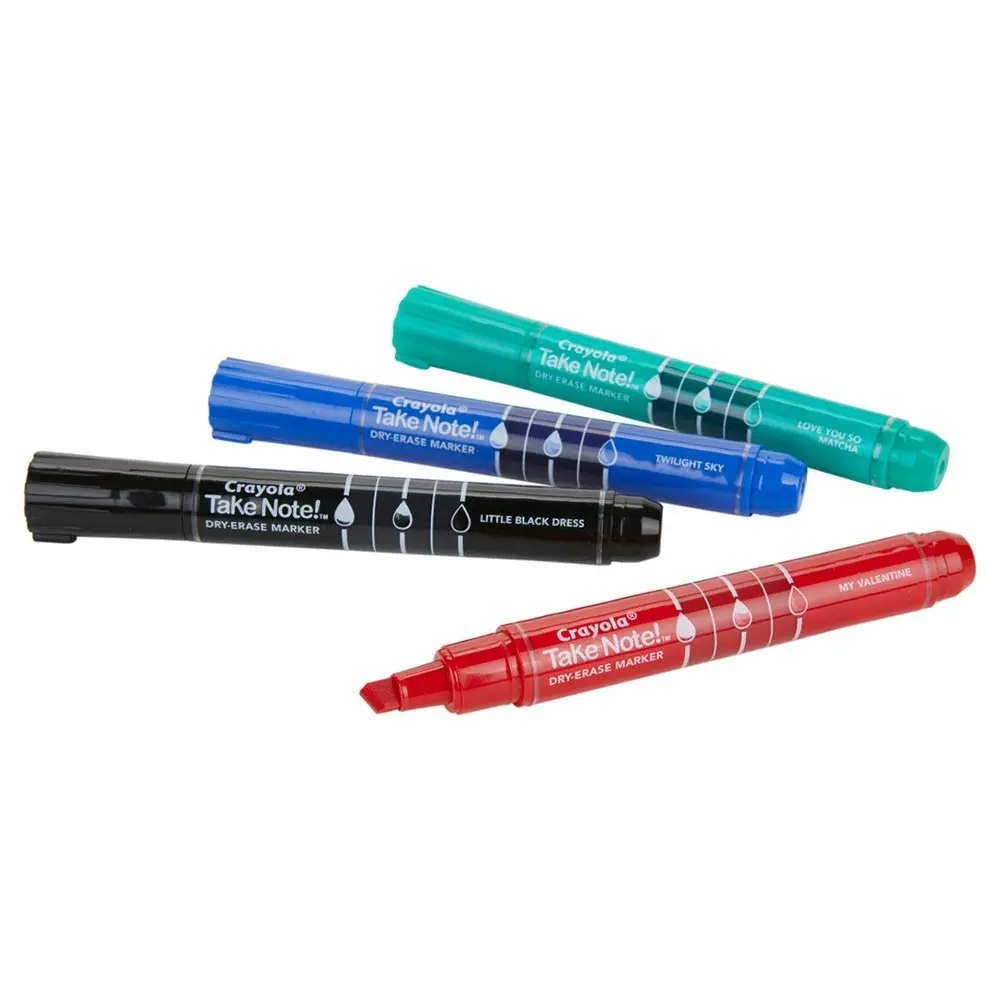 4pc Crayola Take Note! Quick-Dry White Board Markers Chisel Tip Writing Pen