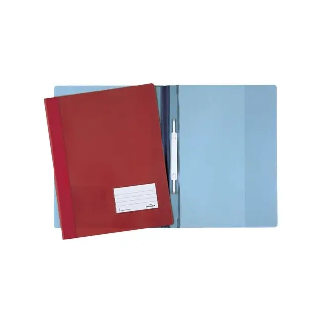 5x Durable Premium Flat Extra Wide A4 Folder Document Holder Translucent Red